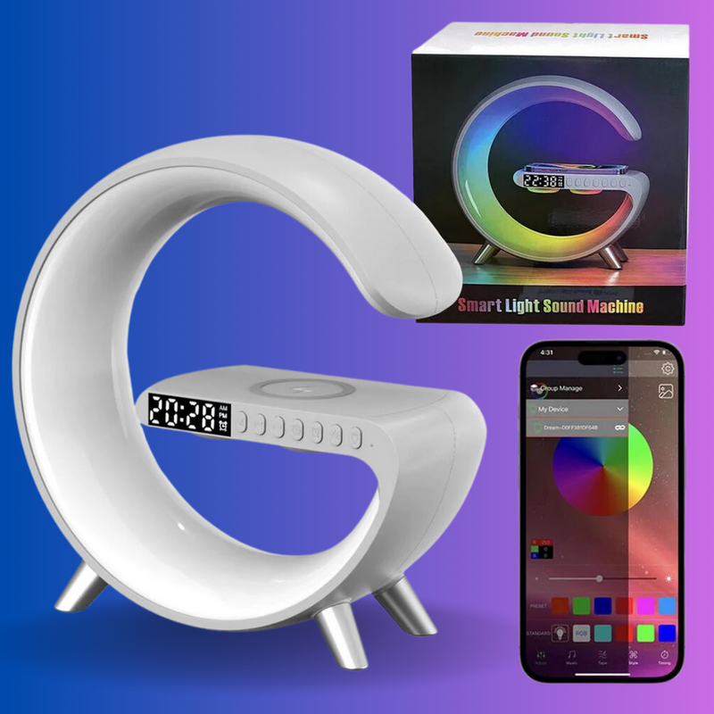G-Speaker Smart Station 2023 Abajur, Luminária, Caixa de som, Carregador sem fio e Despertador.
