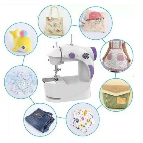 Mini Máquina de Costura Reta Portátil Branca 4 em 1 com Pedal Bivolt [FRETE GRÁTIS]