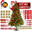 Árvore de Natal 150cm 300 Galhos - Kit Completo (80 Enfeites)
