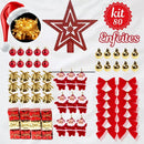 Árvore de Natal 150cm 300 Galhos - Kit Completo (80 Enfeites)