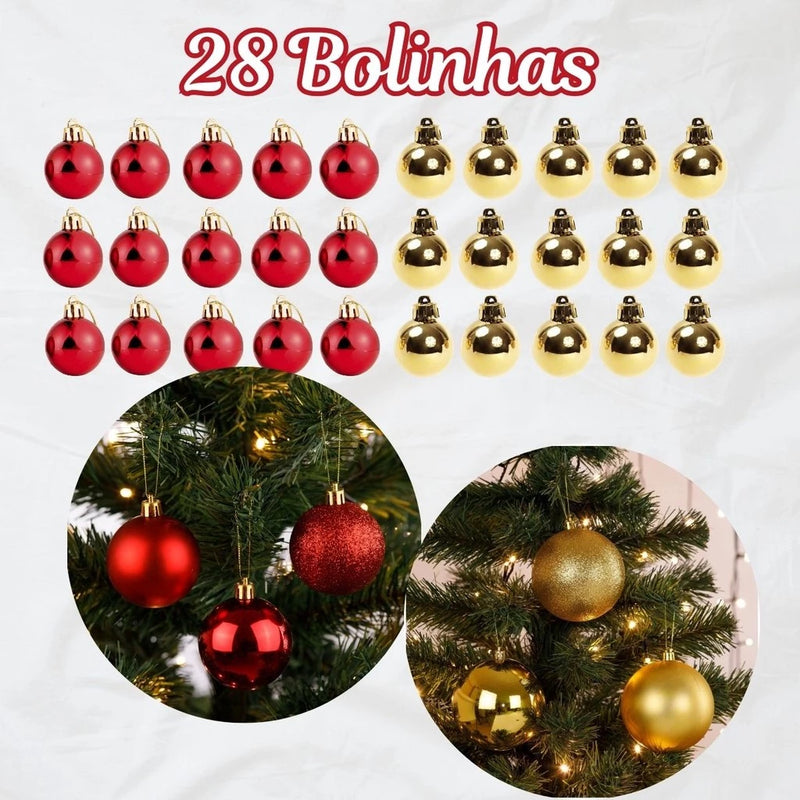 Árvore de Natal 150cm 300 Galhos - Kit Completo (80 Enfeites)