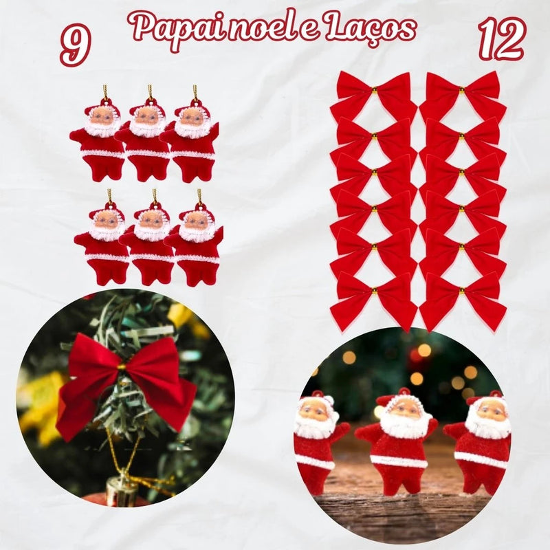 Árvore de Natal 150cm 300 Galhos - Kit Completo (80 Enfeites)